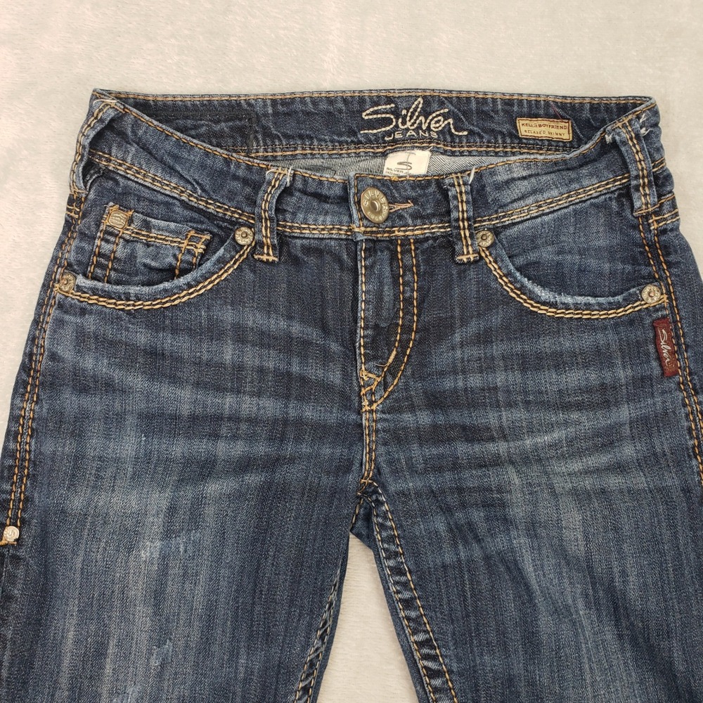 Silver Jeans Womens Kelli Boyfriend Relaxed Skinny Jeans Blue 26 (28) Low Rise - Picture 4 of 11